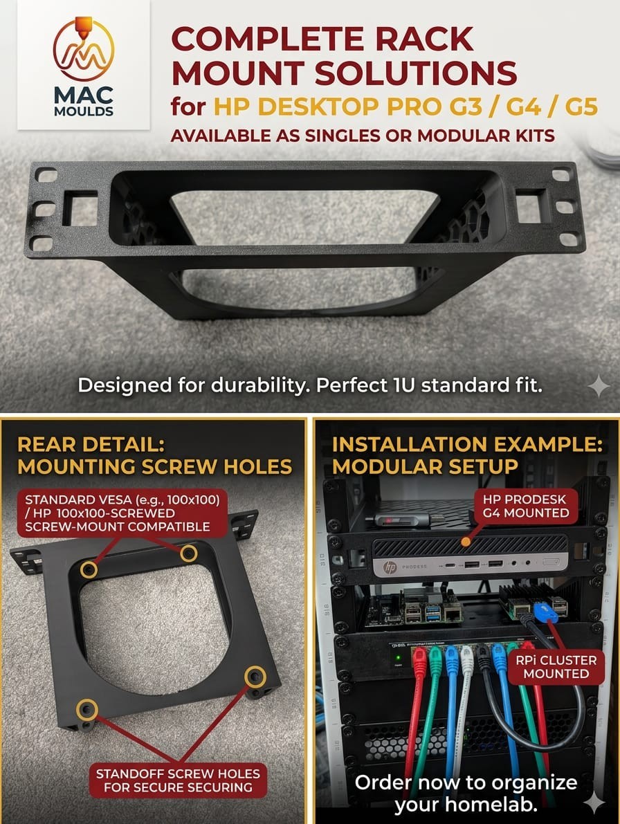10"Inch 1U Rack Mount for Mini HP ProDesk, EliteDesk, G1, G2, G3, G4, G5, G6, G7